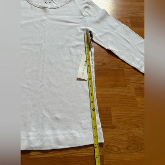 Three Dots Women Sz L Solid White Long Sleeve Top Cotton Round Neck Pullover New - Picture 8 of 13